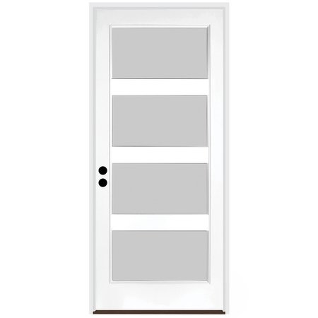 CODEL DOORS 32" x 80" Primed White Contemporary Flush-Glazed Exterior Fiberglass Door 2868RHISPSF20F4LS691610BB